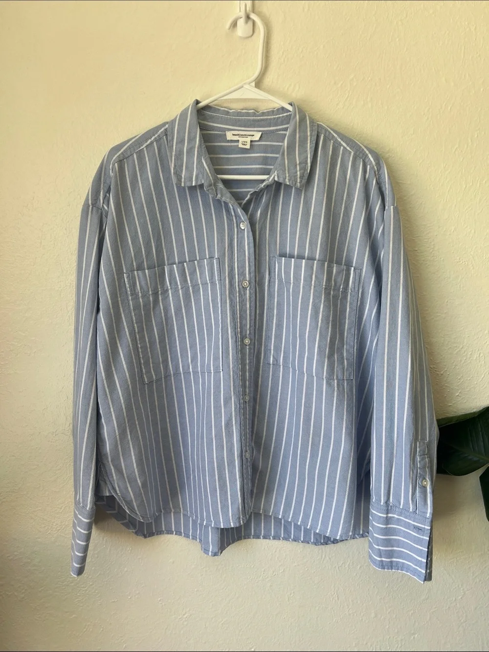 Women’s Blue & White Striped Button-Down Shirt Coastal, Office Chic, casual - Picture 1 of 7